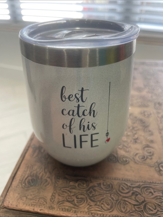sixspace Other - Silver Travel Wine Tumbler - "Best Catch of His Life"